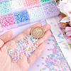   150G 15 Colors Transparent Frosted Glass Round Seed Beads GLAA-PH0003-08-3