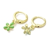 Flower Real 18K Gold Plated Brass Dangle Leverback Earrings EJEW-L268-009G-01-2