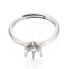 Rhodium Plated 925 Sterling Silver Engagement Solitaire Adjustable Ring Settings STER-T008-17P-2