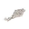 Flower Rack Plating Brass Clear Cubic Zirconia Watch Band Clasps ZIRC-H125-18P-3