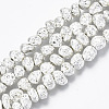 Electroplated Natural Lava Rock Beads Strands G-S352-29S-4