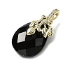 Natural Obsidian Faceted Teardrop Pendants KK-D021-03B-G-2