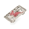 Brass Crystal Rhinestone Rectangle with Leaf Multi-Strands Links KK-P306-16P-3