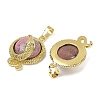 Natural Rhodonite Flat Round Shaped Brass Pendants KK-F887-03G-31-2