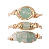 3Pcs 3 Styles Natural Rose Quartz & Amethyst & Green Aventurine Finger Rings RJEW-JR00745-2