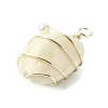 Natural Cowrie Shell Copper Wire Wrapped Pendants PALLOY-TA00196-02-4