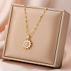 Sunflower 304 Stainless Steel Clear Cubic Zirconia Pendant Necklaces for Women FS-WG5C110-01-2