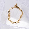 Ion Plating(IP) 304 Stainless Steel Paperclip Chain Bracelets for Women X-BJEW-C046-02G-1