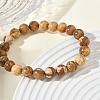Natural Picture Jasper Round Beaded Stretch Bracelets GG-CBA12F1-02A-05-3