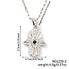 Chic Minimalist Brass Green Cubic Zirconia Hamsa Hand Pendant Dapped Chain Necklace for Women CX1024-2-1