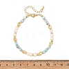 2Pcs 2 Styles Natural Lapis Lazuli and Larimar Faceted Cube Beaded Bracelet Sets with Natural Pearl for Women BJEW-JB14475-4