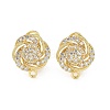 Hollow Flower Brass Micro Pave Cubic Zirconia Stud Earrings Finding KK-E083-04G-1