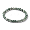 Natural Green Spot Jasper Round Beaded Stretch Bracelets for Women Men BJEW-JB11369-2