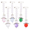 6Pcs 6 Color Angel Acrylic Imitated Pearl & Alloy Safety Pin Brooches JEWB-AB00012-1