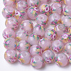 Printed & Spray Painted Imitation Jade Glass Beads GLAA-S047-05A-04-1