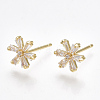 Brass Cubic Zirconia Stud Earrings KK-S348-364G-1