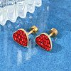 Heart Glass & Polymer Clay Rhinestone Ear Fake Plugs EJEW-H105-28G-2