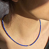 Faceted Round Natural Lapis Lazuli & Natural Freshwater Pearl Beaded Necklaces for Women FS-WGC44BB-01-1
