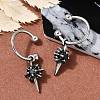 Flower 316 Surgical Stainless Steel & Black Glass Hoop Earrings EJEW-G416-49AS-2