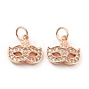 Mask Brass Micro Pave Clear Cubic Zirconia Charms KK-G425-08-2