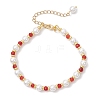 Shell Pearl & Dyed Natural Malaysia Jade Round Beaded Bracelets for Women BJEW-JB12031-01-2