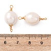 Natural Pearl Rice Connector Charms KK-Z152-01G-01-3