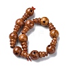 Dyed Natural Fossil 3-Hole Guru Bead Strands G-K149-51A-2
