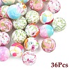 36Pcs 6 Styles Round Food Grade Eco-Friendly Silicone Focal Beads SIL-YW0002-33A-1