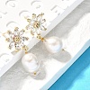 Natural Pearl Dangle Ear Studs EJEW-L099-06G-2