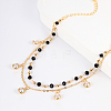 Elegant Brass Double Layer Oval Charm Anklets for Women QI5585-3