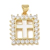Religion Cross Brass Micro Pave Clear Cubic Zirconia Pendants CU-CBA83A6-03G-G02-1