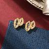 Double Horse Eye Brass Micro Pave Clear Cubic Zirconin Stud Earrings EJEW-D318-06G-2