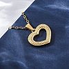 Hollow Heart 304 Stainless Steel Pendant Necklaces NJEW-M096-13G-5