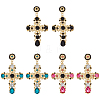 ANATTASOUL 3 Pairs 3 Colors Plastic Cross Dangle Stud Earrings EJEW-AN0004-63-1