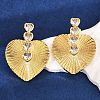 Brass Micro Pave Clear Cubic Zirconia Stud Earrings KK-U058-61G-3