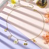 Flower & Bees & Honeycomb Alloy & Glass Pendant Necklaces X1-NJEW-TA00165-2