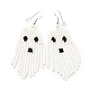 Glass Seed Braided Ghost Chandelier Earrings LS-EJEW-B012-02-1