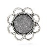 Vintage Adjustable Iron Finger Ring Components Alloy Flower Cabochon Bezel Settings X-PALLOY-O039-25AS-3