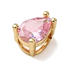 Teardrop Brass Micro Pave Cubic Zirconia Slide Charms KK-C119-16G-03-2