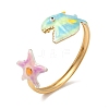 Ocean 304 Stainless Steel Enamel Cuff Bangles for Women LS-BJEW-F518-02E-G-2