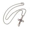 304 Stainless Steel Colorful Cubic Zirconia Cross Pendant Box Chain Necklaces NJEW-Q002-02P-2