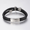 Braided Leather Cord Multi-strand Bracelets X-BJEW-H560-56-3