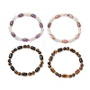 Natural Gemstone Round & Barrel Beads Stretch Bracelets for Women Men BJEW-JB13478-2