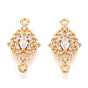 Brass Pave Clear Cubic Zirconia Connector Charms KK-T078-18G-02-1