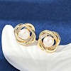 Brass Imitation Pearl Stud Earrings KK-D301-06G-5