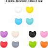 CHGCRAFT 48Pcs 12 Colors Food Grade Eco-Friendly Silicone Beads SIL-CA0001-43-3