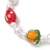 Handmade Lampwork Fruits & Shell Pearl Beaded Bracelets for Women BJEW-TA00650-3