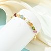 Natural Gemstone & Freshwater Pearl Beaded Copper French Wired Cuff Bangles for Women BJEW-JB13987-4