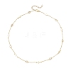 Brass Pave Clear Cubic Zirconia Flat Round Cross Link Chain Necklaces with 304 Stainless Steel End Chains NJEW-JN05335-4