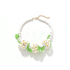 Flower Acrylic Round Graduated Beaded Bib Necklaces with Alloy End Chains FS-WGF8012-01-1